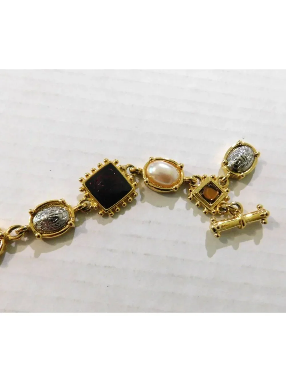 Premier Designs Signed Vintage 1990s Necklace Earrings Multicolor Set Gold-Plate